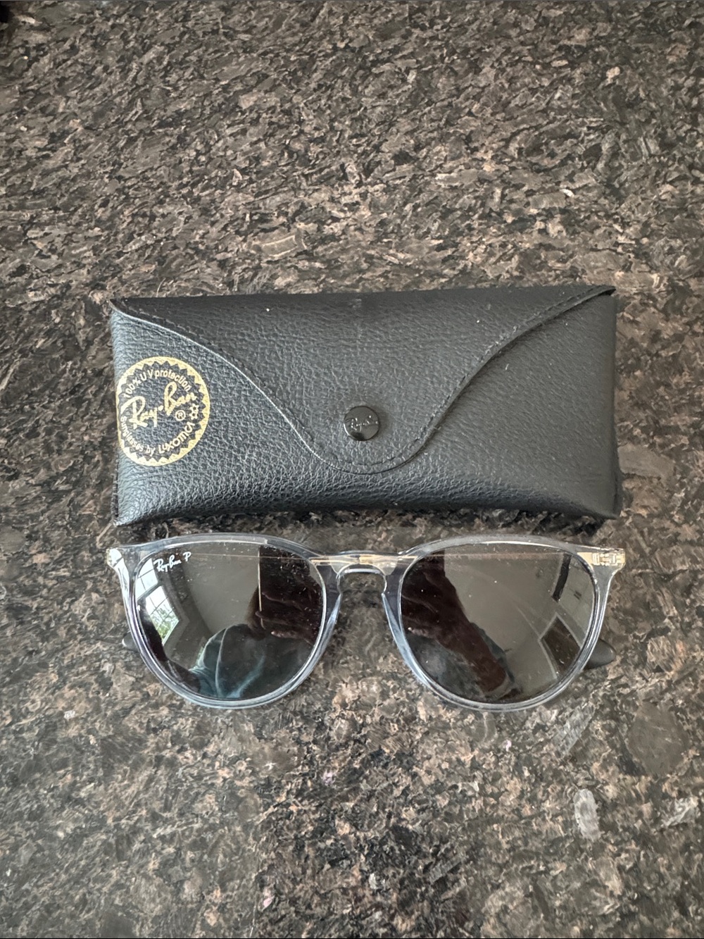 Ray-Ban ladies Black Lenses with Clear Frame Sunglasses